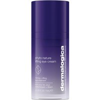 Purple cylindrical Dermalogica Phyto Nature Lifting Eye Cream bottle with white text and logo, 15ml size.