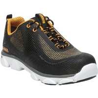 Black and yellow Dewalt Krypton PU sports safety trainers with mesh design, white sole, and lace-up front, size UK 10.