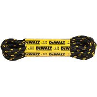 Black and yellow DeWalt work boot laces with durable woven texture and branded yellow packaging.