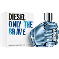 Diesel Only The Brave Eau De Toilette 75ml, fist-shaped blue glass bottle with silver cap and bold logo.