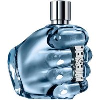 Blue fist-shaped bottle of Diesel Only The Brave Pour Homme Eau de Toilette, silver cap, bold Diesel logo.