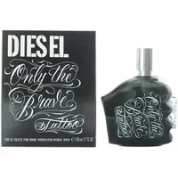 Black Diesel Only The Brave Tattoo Eau De Toilette bottle with silver graffiti-style text, 50ml.