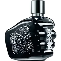 Black Diesel Tattoo Eau De Toilette 75ml bottle shaped like a fist with silver lettering and chrome cap.