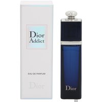 Dior Addict Eau de Parfum Spray 30ml, sleek dark blue bottle with silver cap, next to white box with logo.