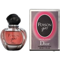 Dior Poison Girl Eau de Parfum 30 ml, round glass bottle with black cap, pink liquid, box with pink and black design.