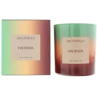 Discotheque Hacienda Candle 220g in a gradient green to red glass jar with matching box, featuring elegant label design.