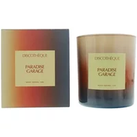 Discotheque Paradise Garage Candle 220g in a gradient brown glass jar with matching box, featuring a beige label.