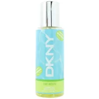 DKNY Be Delicious Pool Party Lime Mojito Body Mist, 250ml, blue bottle with silver cap and lime green accents.