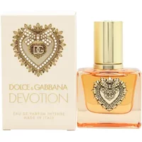 Dolce & Gabbana Devotion Intense Eau De Parfum 50ml, gold heart emblem, clear bottle, gold cap, cream box.