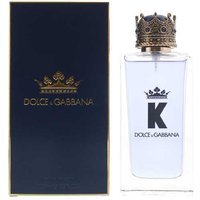 Dolce & Gabbana K Eau de Toilette 100ml bottle with ornate crown cap and bold black "K" on clear glass.