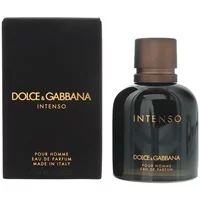 Dolce & Gabbana Pour Homme Intenso Eau De Parfum 75ml, dark glass bottle with brown cap, gold lettering, black box.