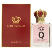 Dolce & Gabbana Q Eau De Parfum 50ml with crown-topped cap, red box with gold accents.