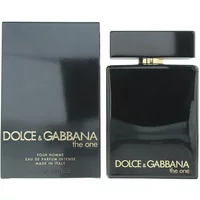 Dolce & Gabbana The One For Men Eau De Parfum Intense 100ml, sleek black bottle with gold lettering and matching box.