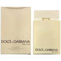 Dolce & Gabbana The One For Men Gold Eau De Parfum Intense 100ml, gold rectangular bottle with matching gold box.