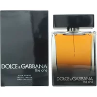 Dolce & Gabbana The One Pour Homme Eau De Parfum 100ml, amber liquid in a clear rectangular bottle with black cap.