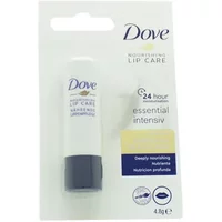 Dove Nourishing Lip Care Essential Lip Balm 4.8g, white tube with blue cap, in branded packaging.