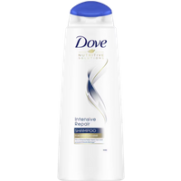 White Dove Shampoo Intensive Repair bottle, 400ml, with blue cap and gold accents.