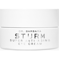 White jar of Dr. Barbara Sturm Super Anti-Aging Eye Cream with bold silver text on the front.