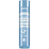 Light blue Dr Bronner's Organic Lip Balm Baby-Mild 4g tube with white text and logo.