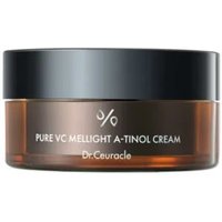 Brown jar with black lid, labeled "Pure VC Mellight A-tinol Cream" by Dr. Ceuracle, 70g.