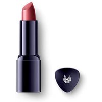 Dr. Hauschka Lipstick 26 Hibiscus, deep red shade, sleek black tube, matching cap with logo.