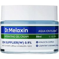 Dr.Melaxin Aqua Ion Plasma Hydrating Gel Cream in a clear jar with blue label, white lid, 50 ml size.
