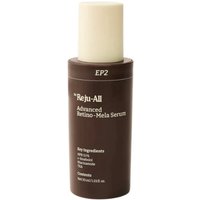Brown cylindrical bottle of Dr. Reju-All Advanced Retino-Mela Serum with white cap, 30 ml.