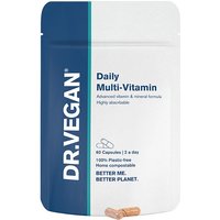 DR.VEGAN Daily Multi-Vitamin pouch, blue and white with 60 capsules, eco-friendly packaging.