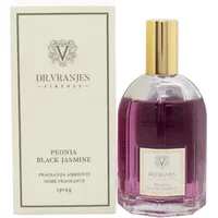 Dr. Vranjes Firenze room spray, clear bottle with purple liquid, gold cap, and matching box with elegant branding.