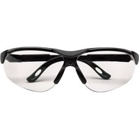 Clear anti-mist adjustable glasses with black frame and wraparound design by Draper Expert.