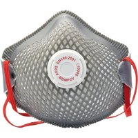 Draper Expert FFP2 NR dust mask, grey with red straps, white circular vent, pack of 3.