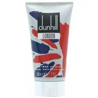 Dunhill London Shower Breeze Gel 50ml tube, silver with abstract red and blue design, black logo on top.