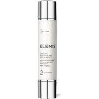White cylindrical Elemis Dynamic Resurfacing Peel & Reset bottle with silver accents and dual pump design.