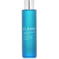 Blue ELEMIS Musclease Active Body Oil bottle with silver cap and white text, 100ml size.