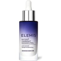 Purple gradient bottle of ELEMIS Peptide4 Overnight Radiance Peel with white dropper cap, 30ml.