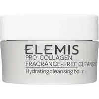 White jar of Elemis Pro-Collagen Fragrance Free Cleansing Balm with black text, 100g size.
