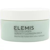 Light green jar of ELEMIS Pro-Collagen Serenity Cleansing Balm, 50g, with black text and white lid.