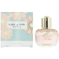 Elie Saab Girl Of Now Rose Petal Eau De Parfum 30ml, round pink bottle with gold cap, floral box design.