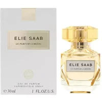 Elie Saab Le Parfum Lumiere 30ml, clear faceted bottle with gold cap, elegant white and gold packaging.