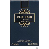 Dark blue Elie Saab Le Parfum Royal box with gold accents, 30ml Eau de Parfum Spray.
