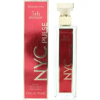 Elizabeth Arden 5th Avenue NYC Pulse Eau De Parfum, 75ml clear glass bottle with gold cap and red label.