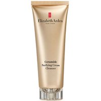 Gold tube of Elizabeth Arden Ceramide Purifying Cream Cleanser with red logo and clear cap, 125ml size.