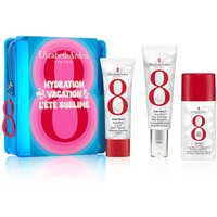 Elizabeth Arden gift set with blue pouch, two tubes, and one spray bottle, all featuring the number 8 in red.