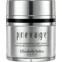 Silver Elizabeth Arden Multi-Restorative Night Cream jar with black stripe and logo, 50ml capacity.