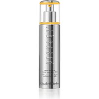 Silver Elizabeth Arden Prevage Anti-Ageing Serum 2.0, 50ml, with yellow accents and pump dispenser.