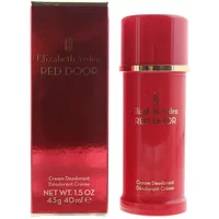 Red Elizabeth Arden Red Door deodorant cream, 43g, in a sleek cylindrical container with gold accents.