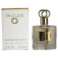 Elizabeth Arden True Love Eau De Toilette 3.7ml, clear square bottle with gold cap and intertwined rings design.