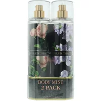 Ellen Tracy Body Mist Gift Set with floral designs, 236ml Courageous and Radiant scents, gold spray tops.