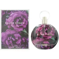 Ellen Tracy Dream Florals Purple Rose Eau De Parfum 100ml, round bottle with purple rose design and clear cap.