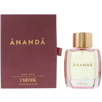 Embark Ananda Eau De Parfum 100ml, clear glass bottle with gold cap, next to maroon box with gold text.